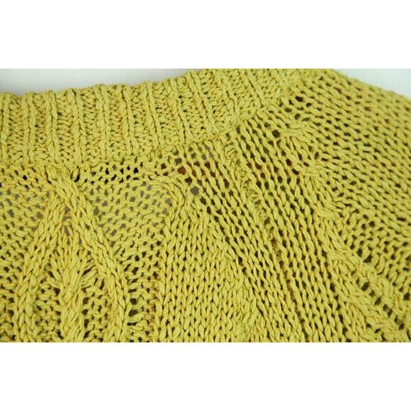 Zara S Mustard Cable Knit Chunky Sweater Pullover Fall Oversized Fisherman - Picture 7 of 7